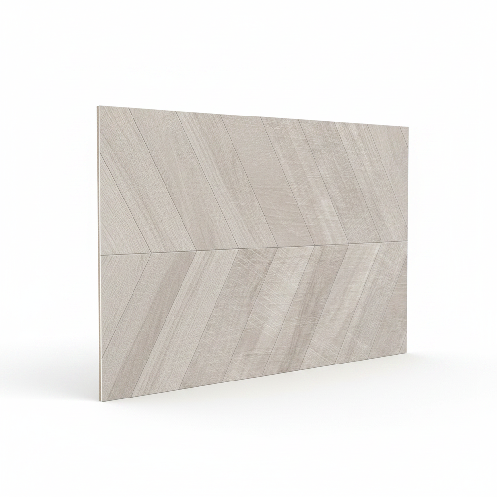 Chevron Zen Gray Wood Look Porcelain Tile 24x48"